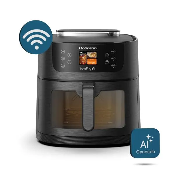 Фритюрник Air Fryer Rohnson R2884, 1800W, 8L обем, Soft Cooking технология, Smart AI Функция, Черен